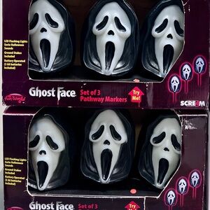 Scream Ghost Face Set of 6 Pathway Markers LED Flashing Lights
